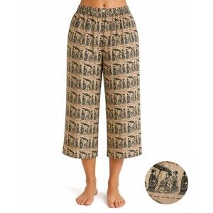 Vtg 90's ARIA A 100% Silk Pants Ukiyo-E Asian Print Mid-Century Kimono Fabric L